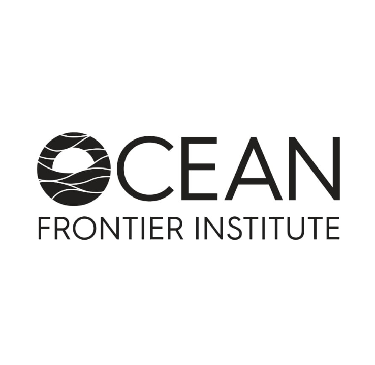 The logo for the Ocean Frontier Institute. The letter O in the word ocean is designed to look like waves.